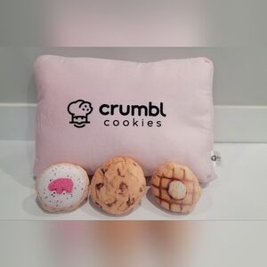 Crumble Cookies Soft Pink Pillow with 3 Soft plush Cookies